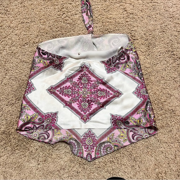 INC International Concept 100% Silk Pink Paisley Halter Top Women’s Size 8 - Picture 4 of 5